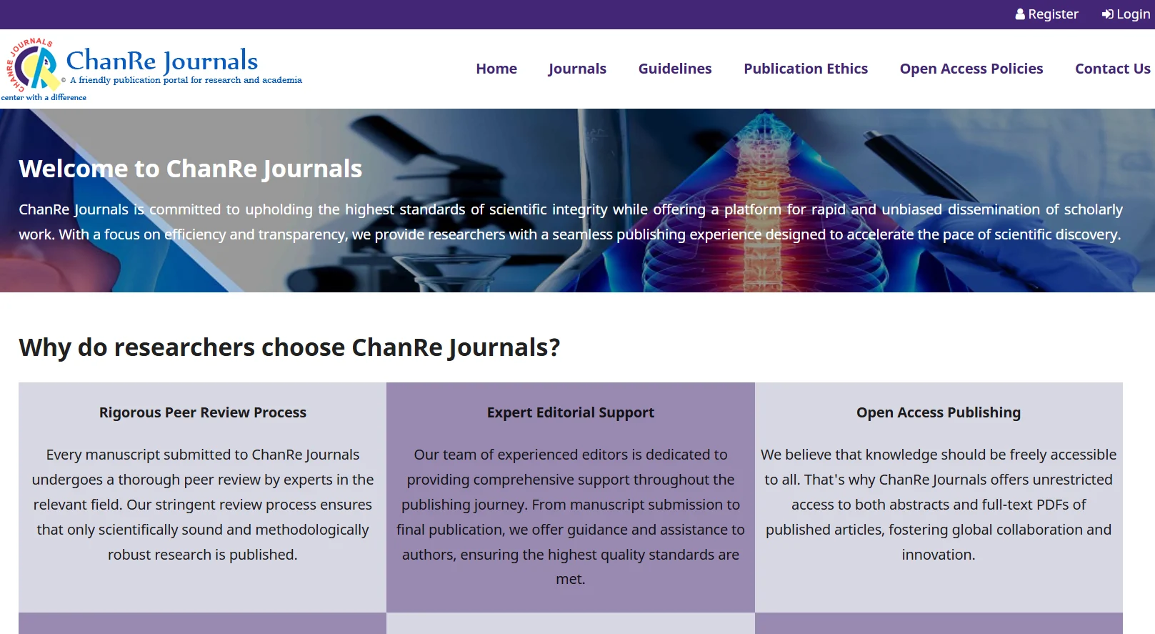 ChanRe Journals website screenshot