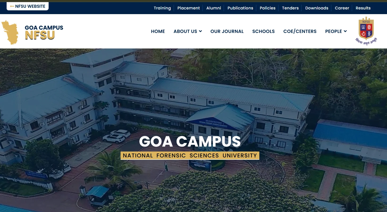 NFSU Goa website screenshot